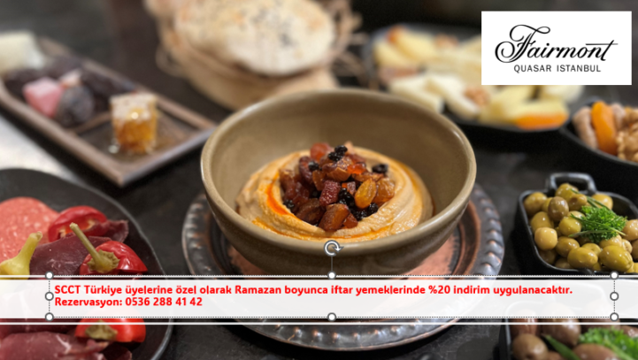 Fairmont Quasar Istanbul’da Ramazan ruhu: SCCT Türkiye üyelerine özel olarak Ramazan boyunca iftar yemeklerinde %20 indirim uygulanacaktır.