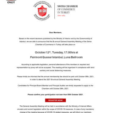 Bi-annual General Assembly Meeting of the Swiss Chamber of Commerce in Turkey Bi-annual General Assembly Meeting of the Swiss Chamber of Commerce in Turkey